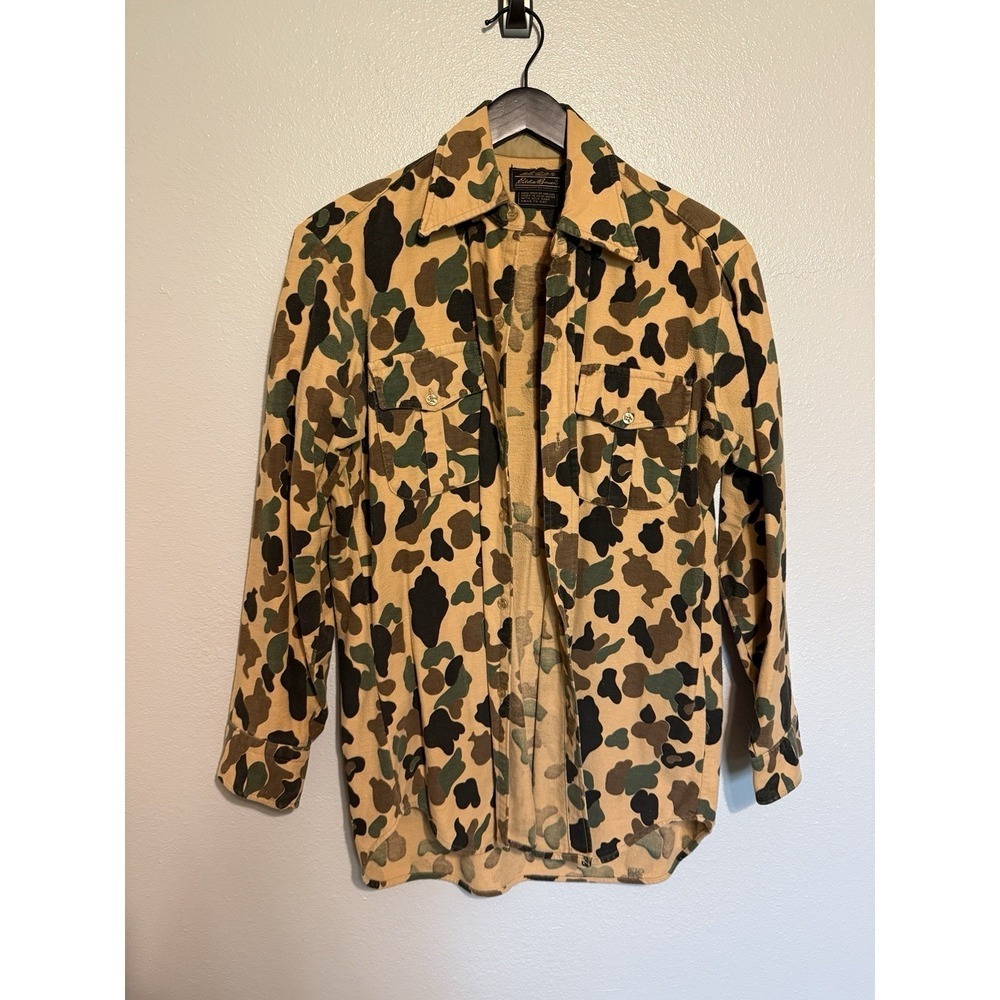 Vintage Eddie Bauer Camo Shacket Flannel Shirt Mens Cotton